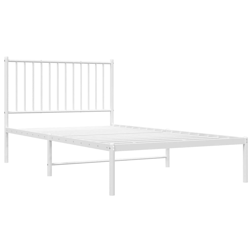 Estrutura de cama com cabeceira 100x190 cm metal branco