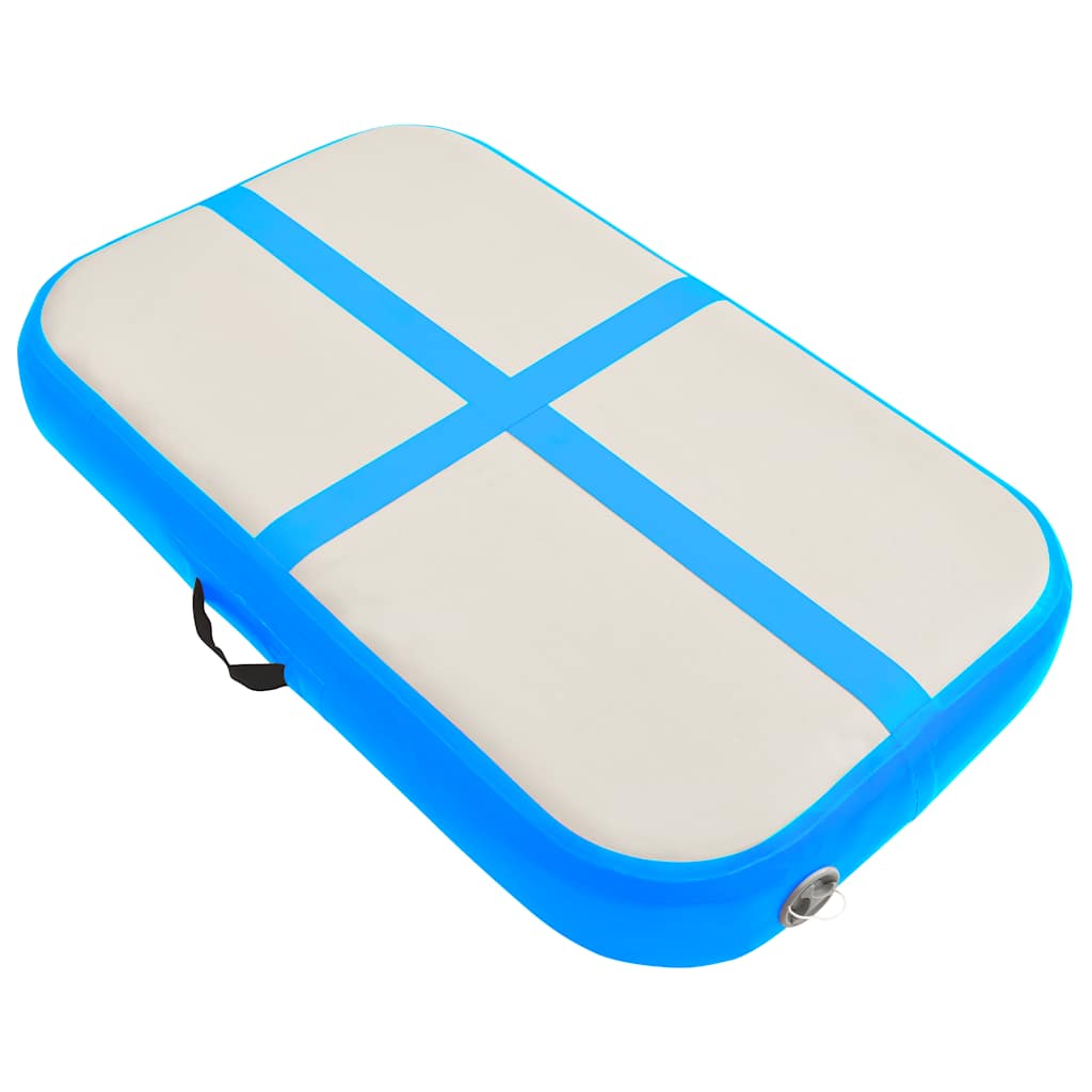 Colchão de ginástica insuflável c/ bomba 60x100x10 cm PVC azul