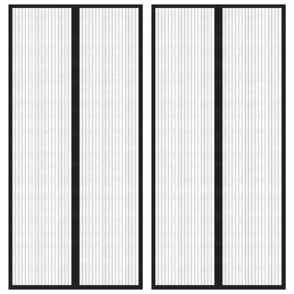 Cortinas de porta anti-insetos magnéticas 2 pcs 220x110cm preto