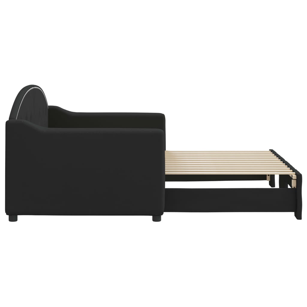 Sofá-cama com gavetão 80x200 cm tecido preto
