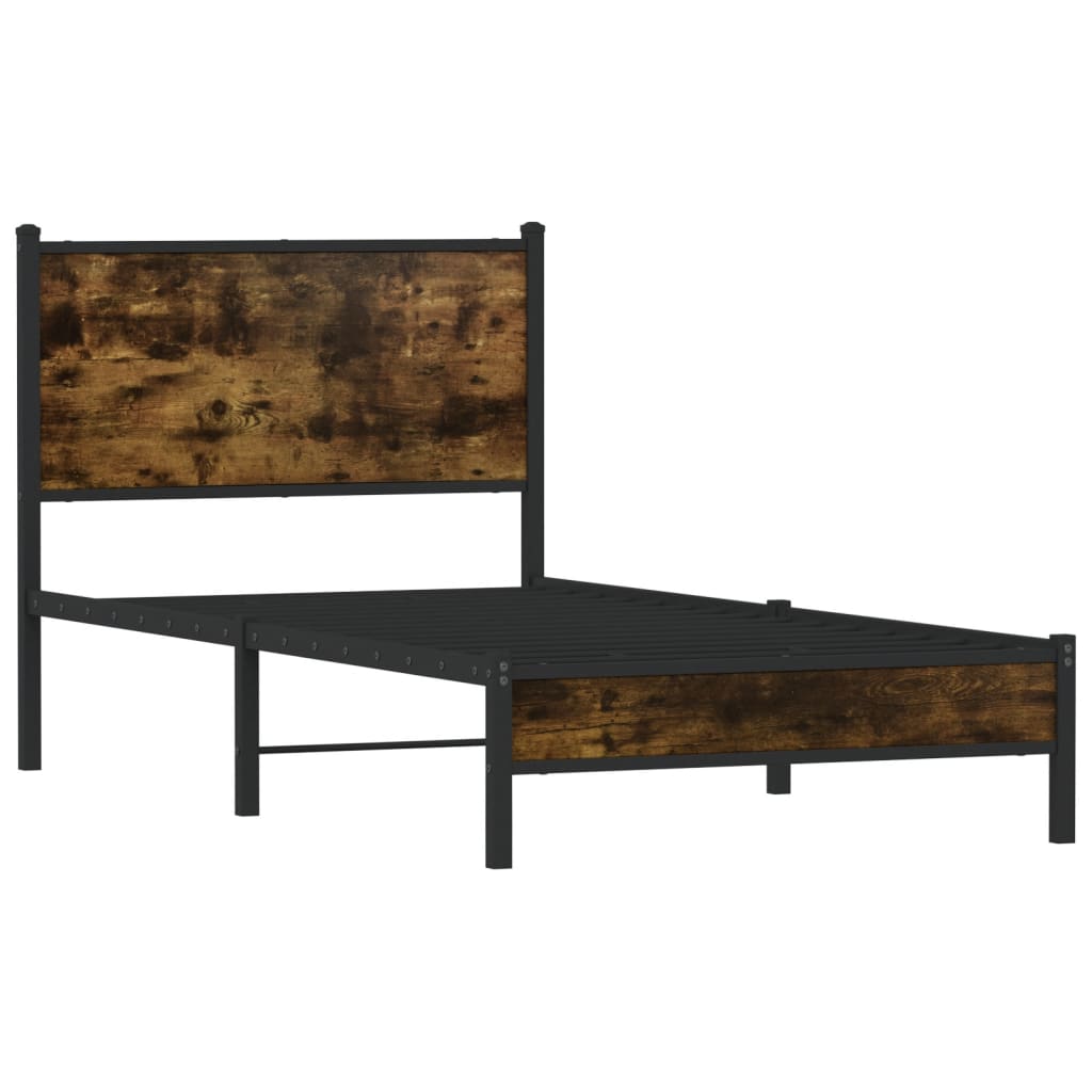 Estrutura de cama sem colchão 80x200 cm metal carvalho fumado