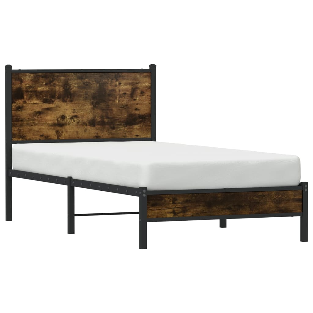Estrutura de cama sem colchão 80x200 cm metal carvalho fumado