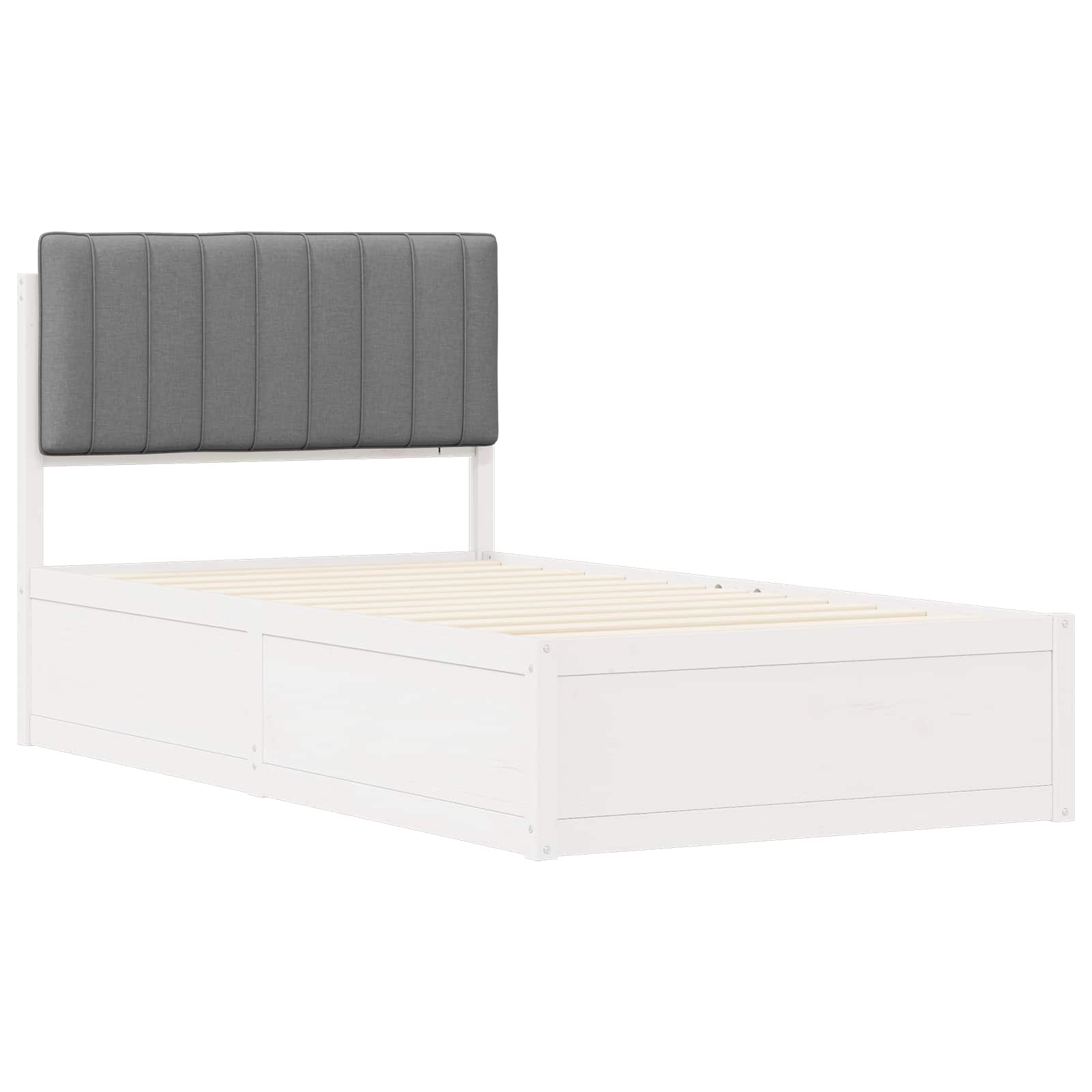 Estrutura de cama com cabeceira estofada cinzento-claro