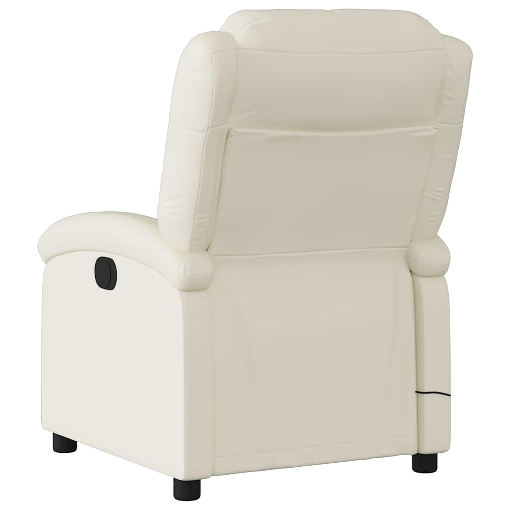 Poltrona de massagem reclinável em couro sintético creme