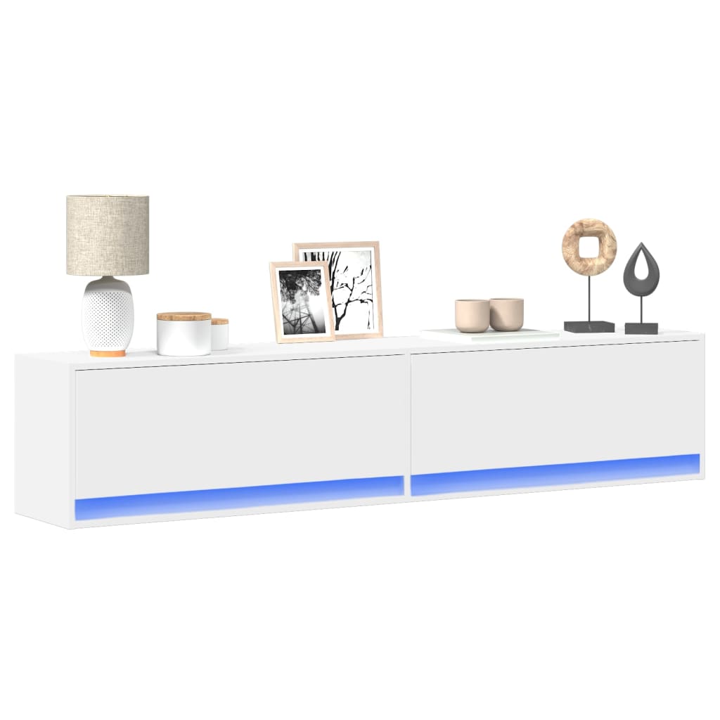 Móvel de parede para TV com luzes LED 180x31x38 cm branco