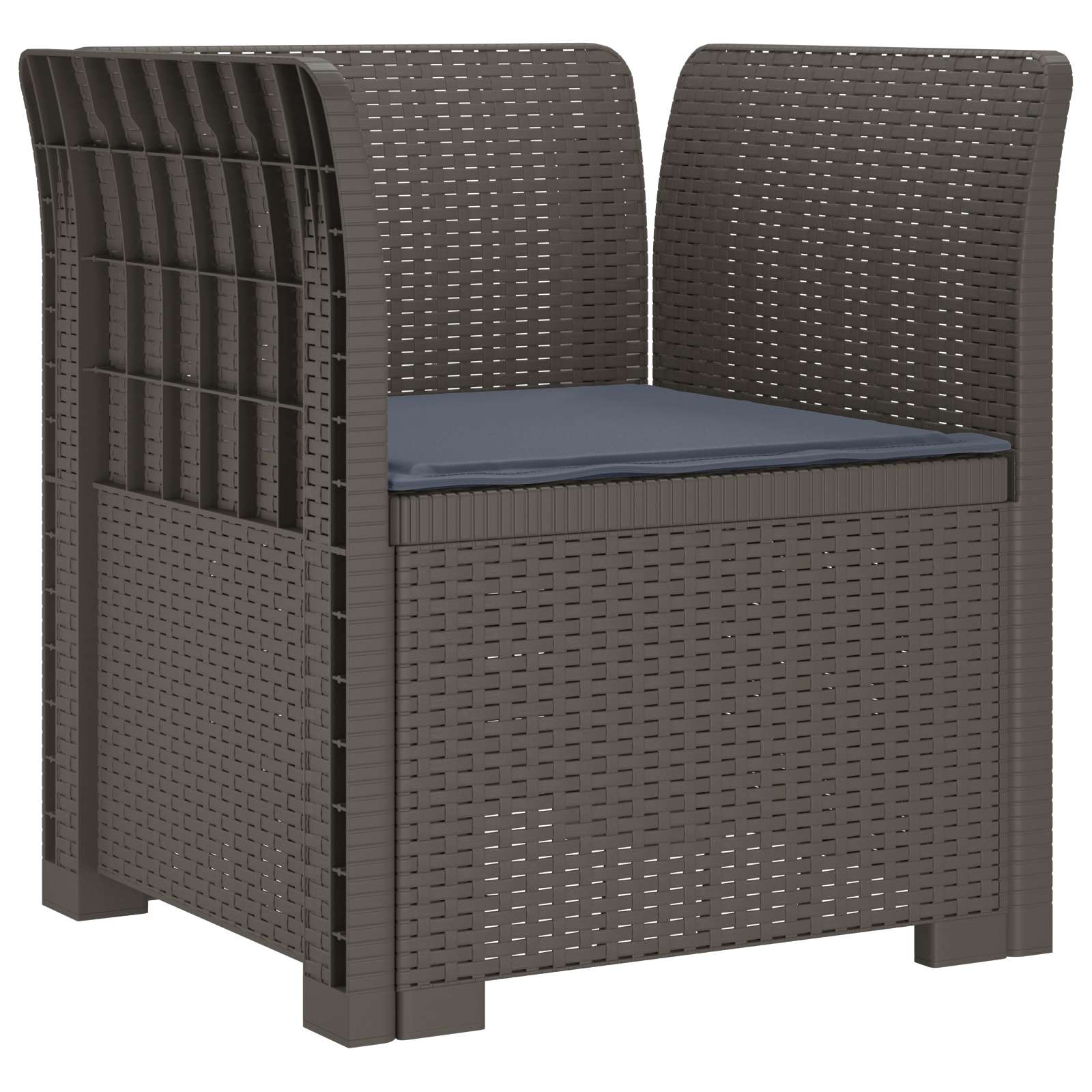 Poltrona 1 lugar com almofada look rattan PP cinzento-claro