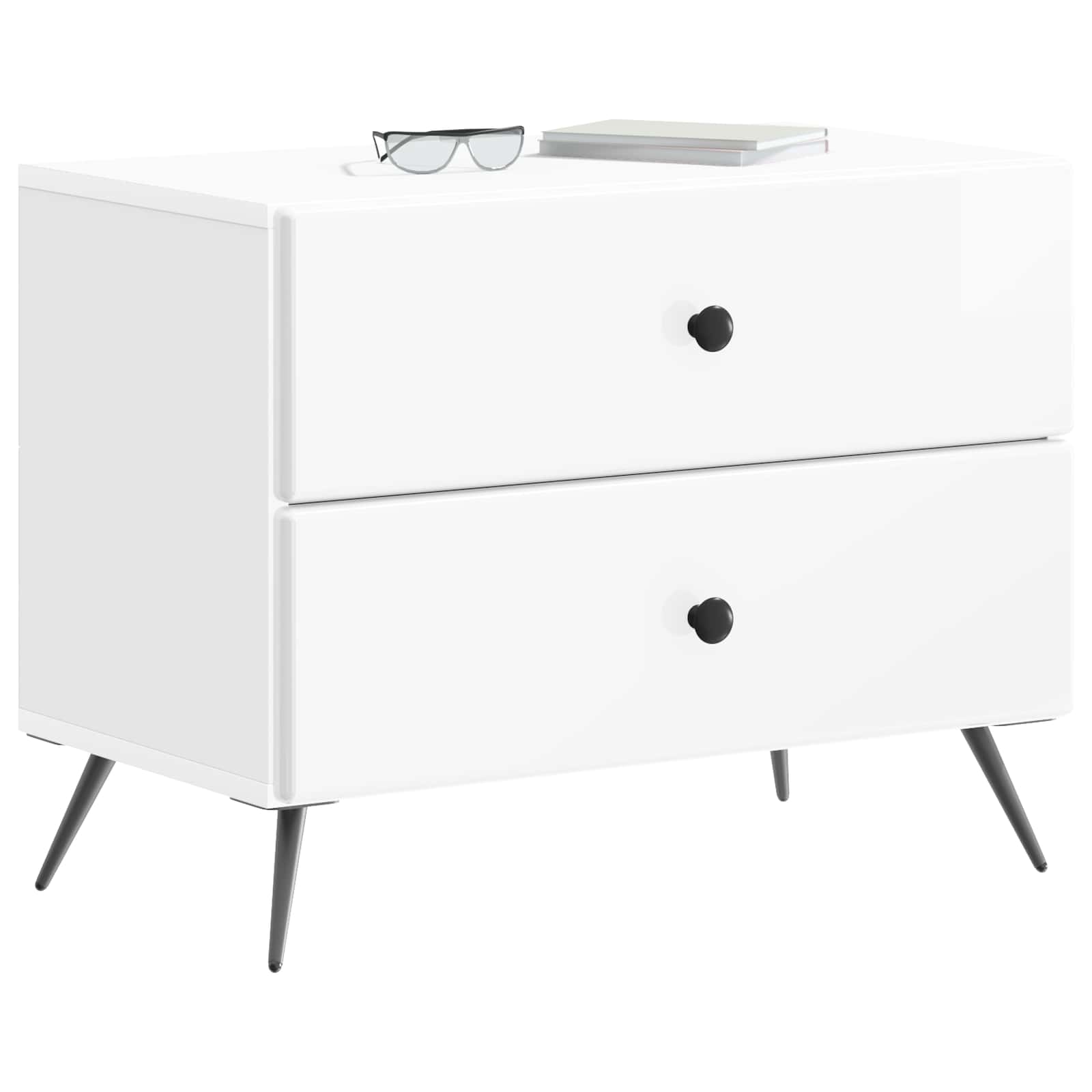 Armário de cabeceira branco brilhante 62 x 34,5 x 47,5 cm