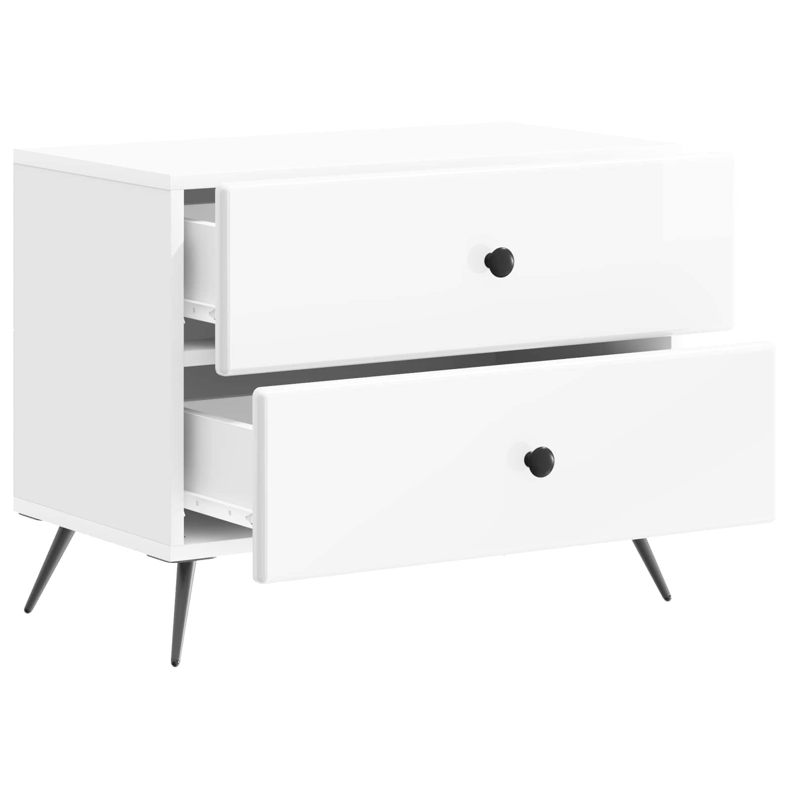 Armário de cabeceira branco brilhante 62 x 34,5 x 47,5 cm
