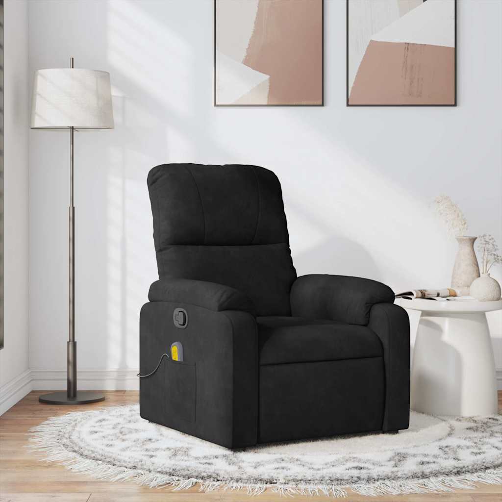Poltrona de massagens reclinável tecido de microfibra preto