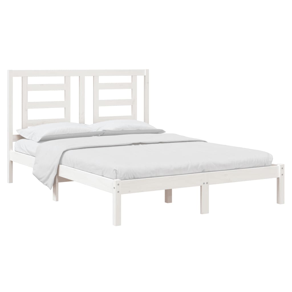 Cama sem colchão 140x200 cm madeira de pinho maciça branco