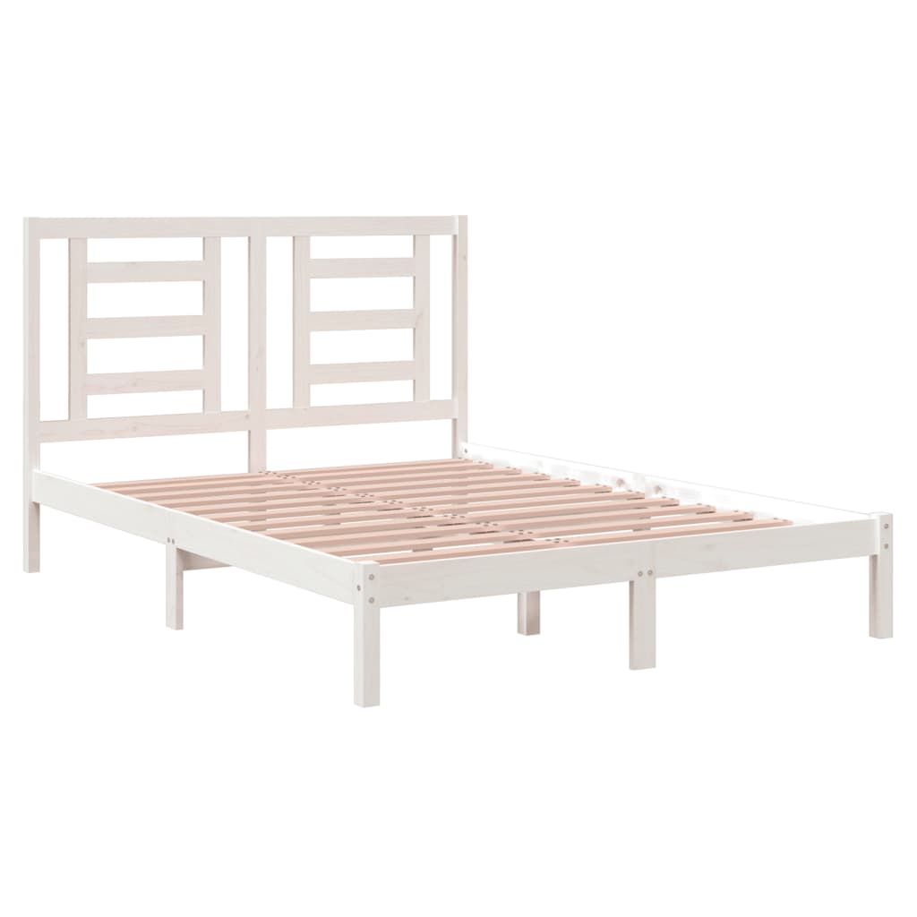 Cama sem colchão 140x200 cm madeira de pinho maciça branco