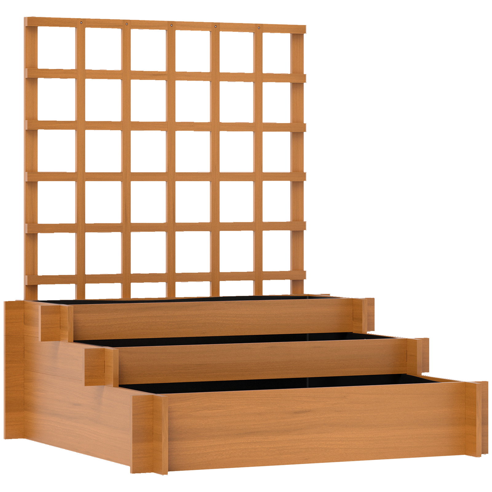 Floreira de 3 níveis com treliça hortal vertical com tecido não tecido para cultivos de verduras flores 95x95x110 cm castanho