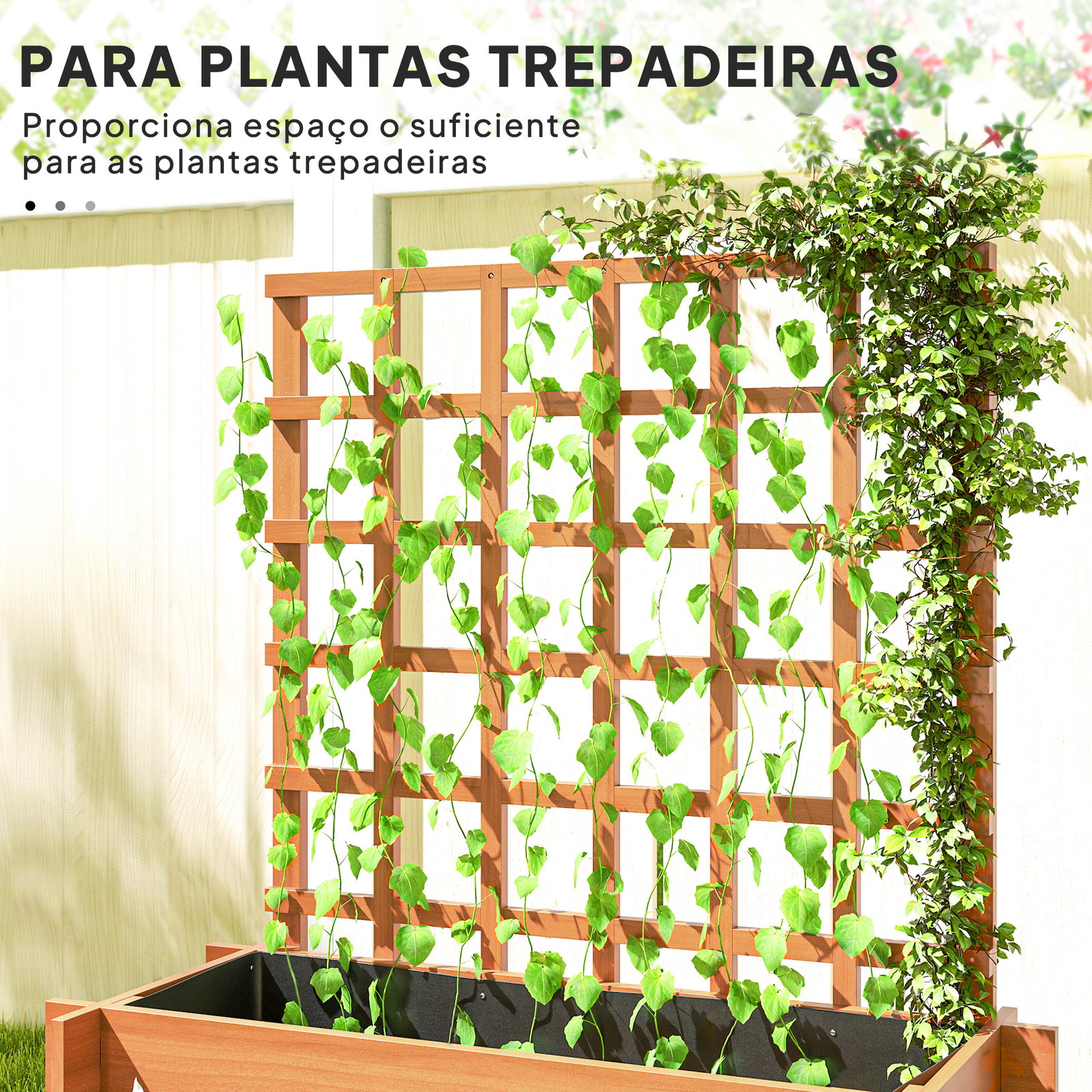 Floreira de 3 níveis com treliça hortal vertical com tecido não tecido para cultivos de verduras flores 95x95x110 cm castanho