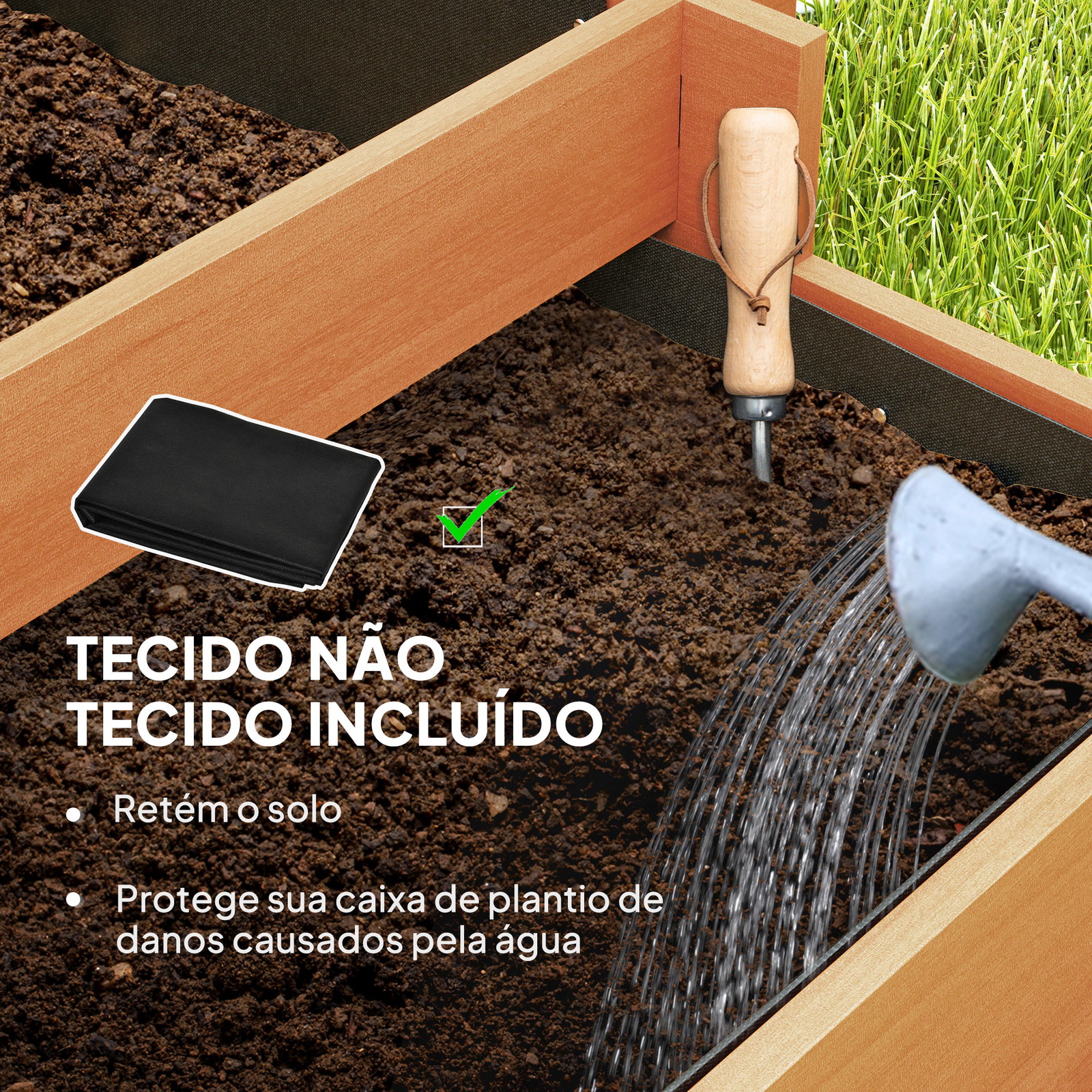 Floreira de 3 níveis com treliça hortal vertical com tecido não tecido para cultivos de verduras flores 95x95x110 cm castanho