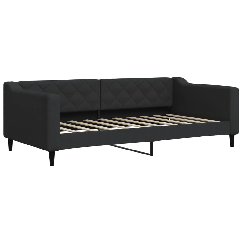 Sofá-cama com gavetão e gavetas 90x190 cm tecido preto