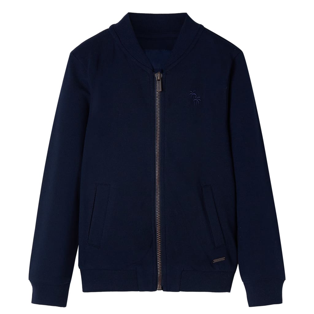 Sweatshirt para criança com fecho azul-marinho 104