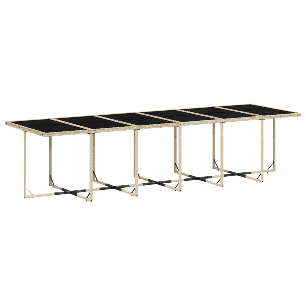 11 Pcs conj. jantar jardim c/ almofadões vime PE bege misturado