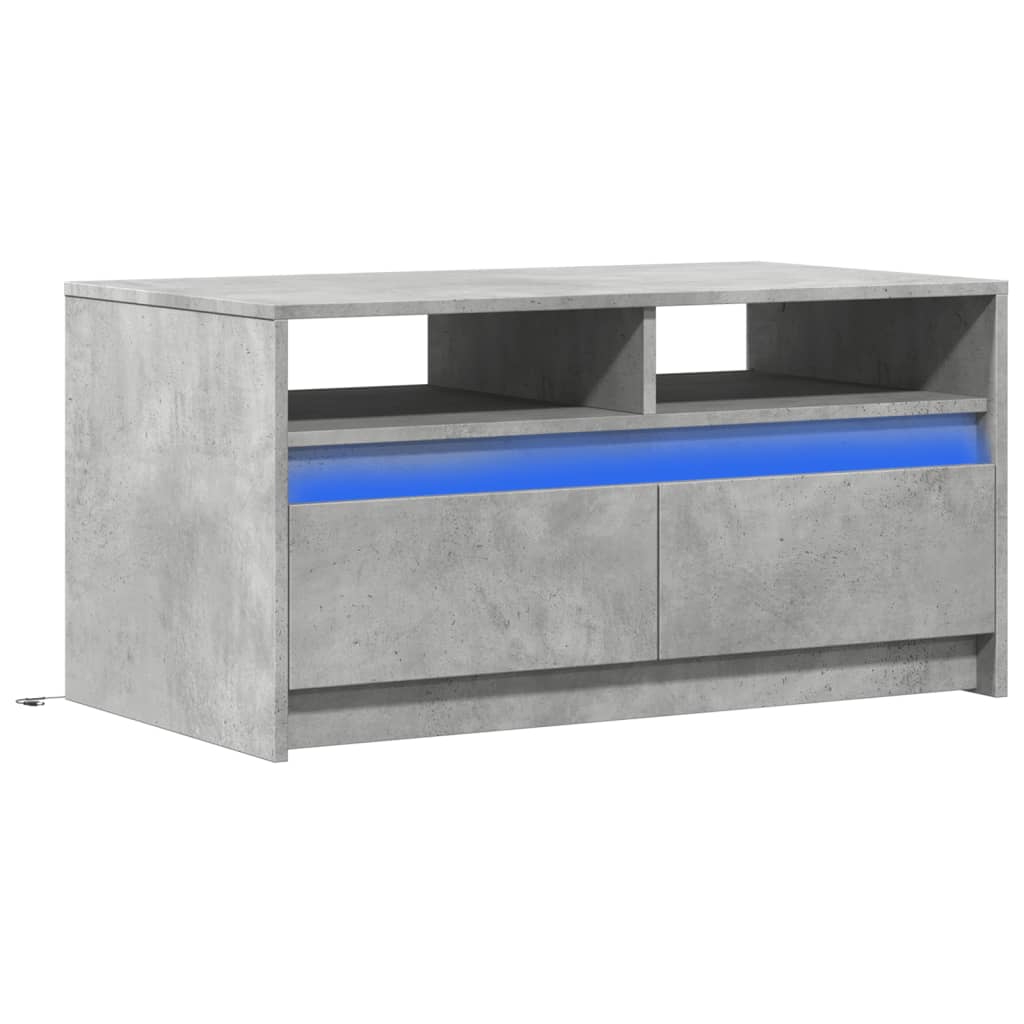 Mesa de centro c/ luzes LED derivados madeira cinzento cimento