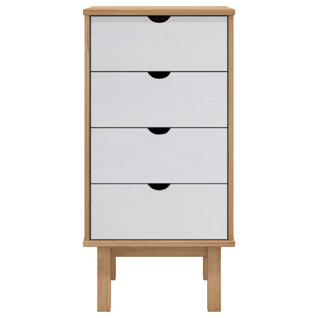 Armário gavetas otta 45x39x90 cm pinho maciço castanho/branco