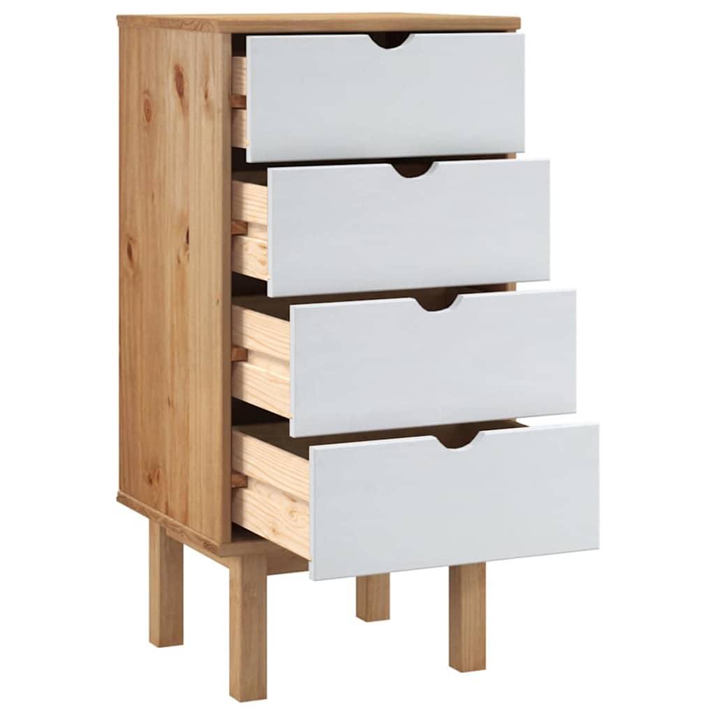 Armário gavetas otta 45x39x90 cm pinho maciço castanho/branco
