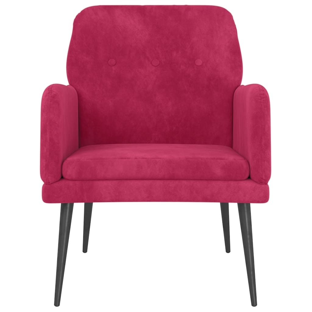 Cadeira c/ apoio de braços 62x79x79 cm veludo vermelho tinto