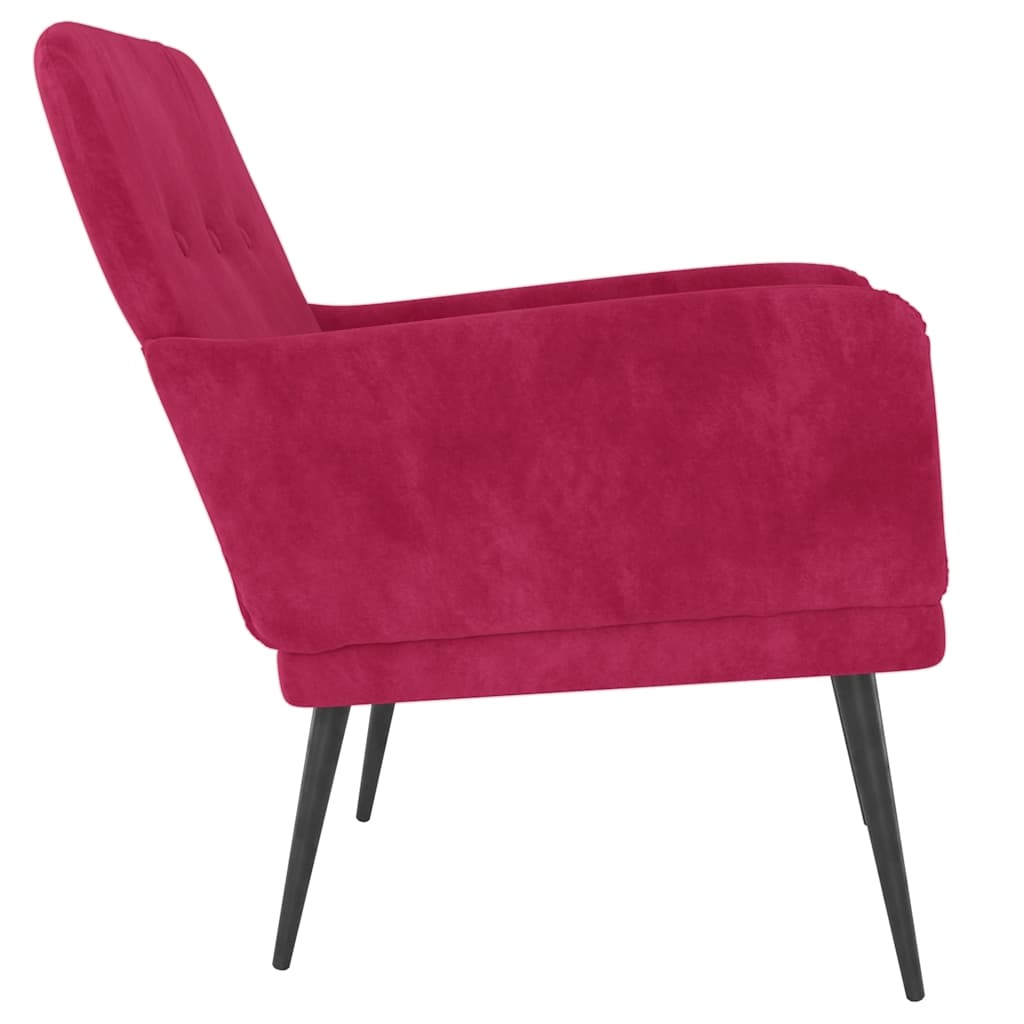 Cadeira c/ apoio de braços 62x79x79 cm veludo vermelho tinto