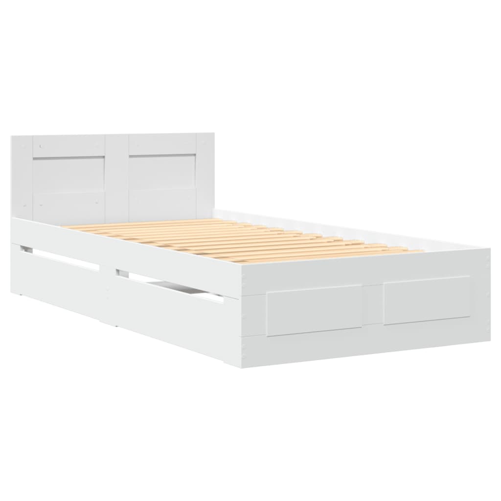 Estrutura de cama c/ cabeceira sem colchão 100x200 cm branco