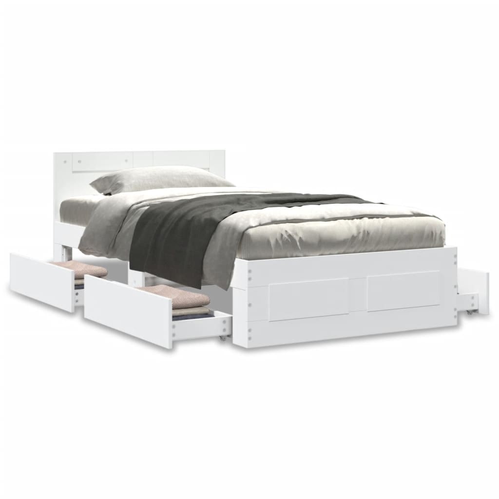Estrutura de cama c/ cabeceira sem colchão 100x200 cm branco