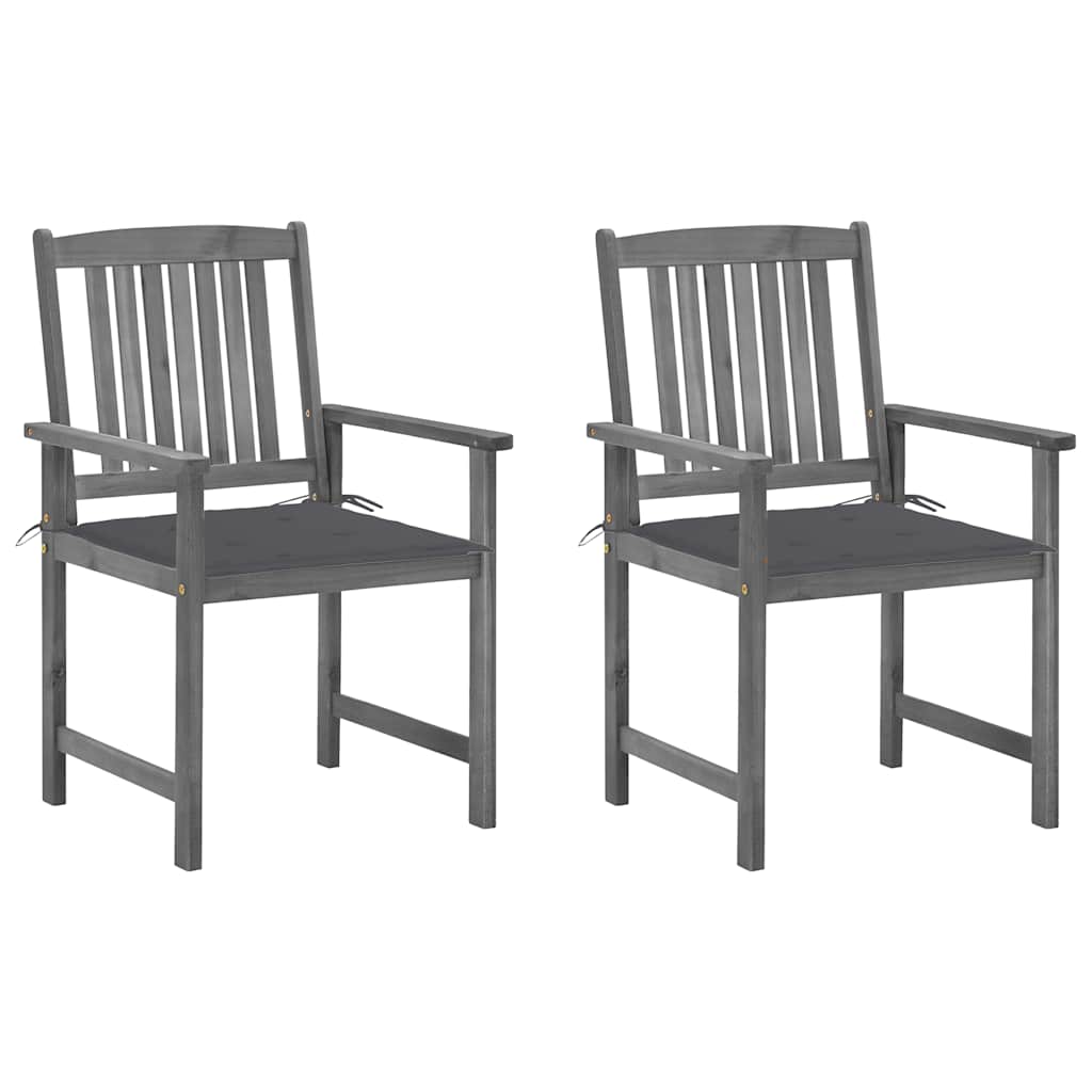 Cadeiras de jardim com almofadões 2 pcs acácia maciça cinza