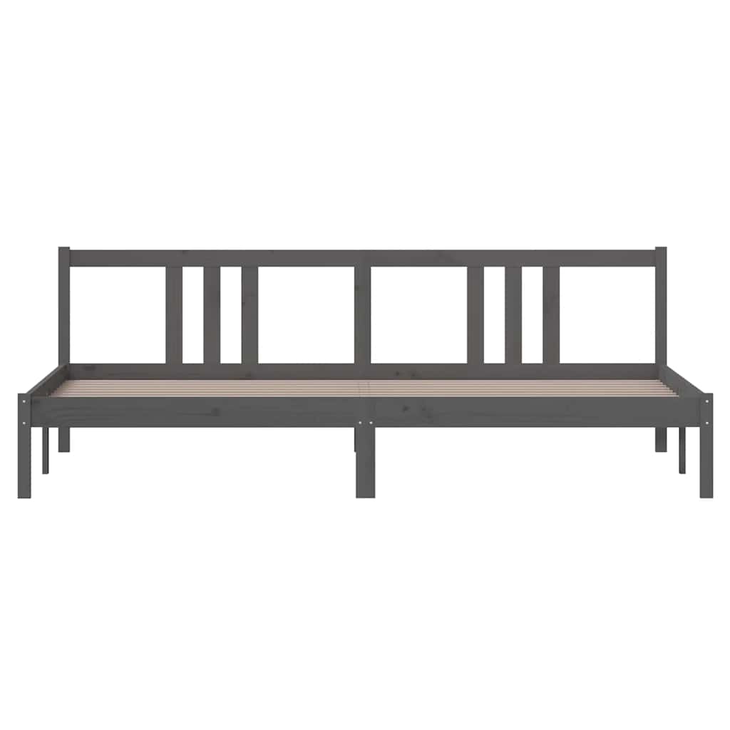 Estrutura de cama 200x200 cm madeira maciça cinzento