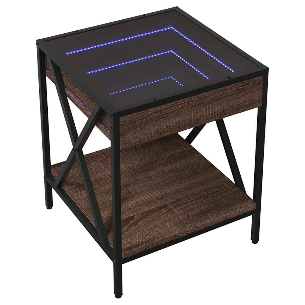 Mesa de centro luzes LED infinity 40x40x49 cm carvalho castanho