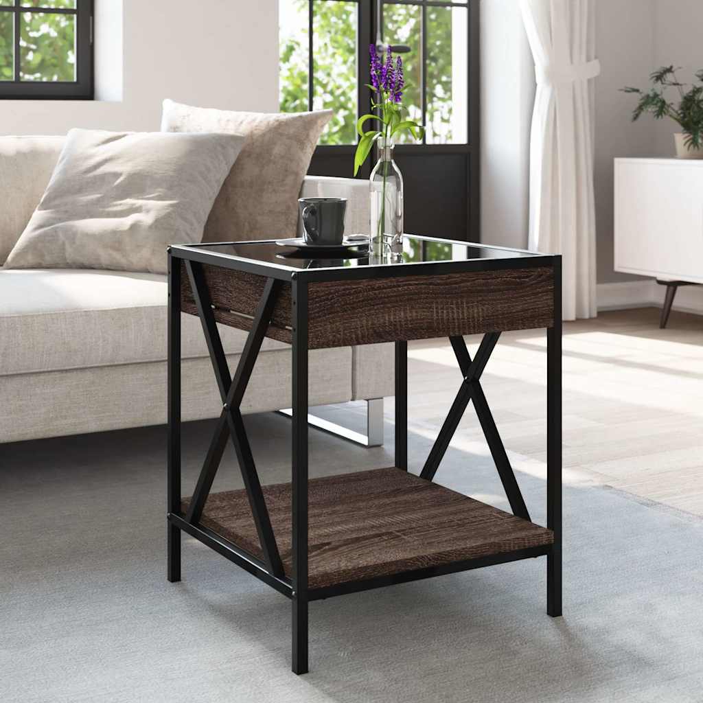 Mesa de centro luzes LED infinity 40x40x49 cm carvalho castanho