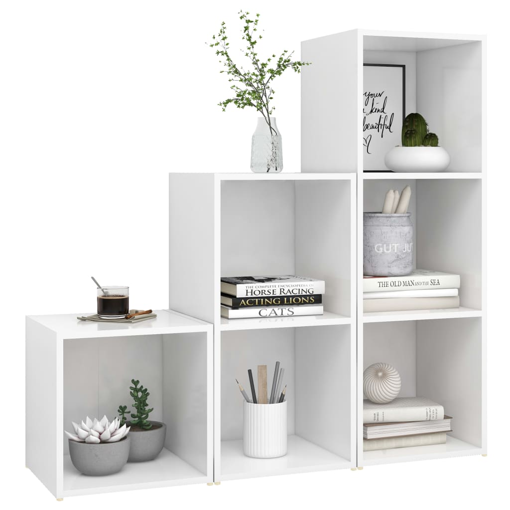 3 Pcs conjunto de móveis para TV contraplacado branco