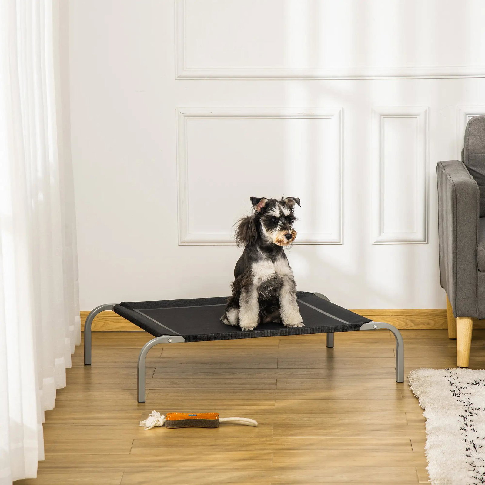 Cama Elevada para Animais de Estimação Cama para Cães e Gatos Desmontável Tecido Textilene Exterior Jardim Terraço 90x65x20cm Pr