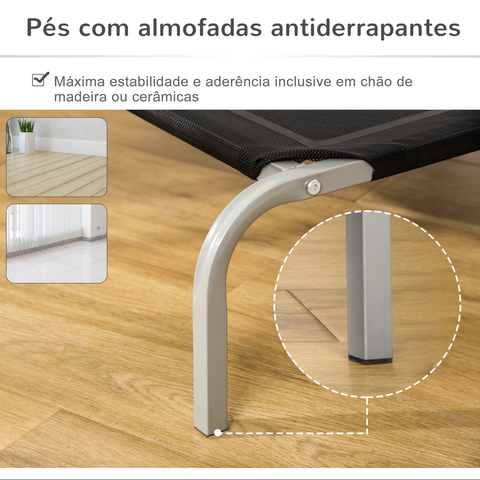 Cama Elevada para Animais de Estimação Cama para Cães e Gatos Desmontável Tecido Textilene Exterior Jardim Terraço 90x65x20cm Pr