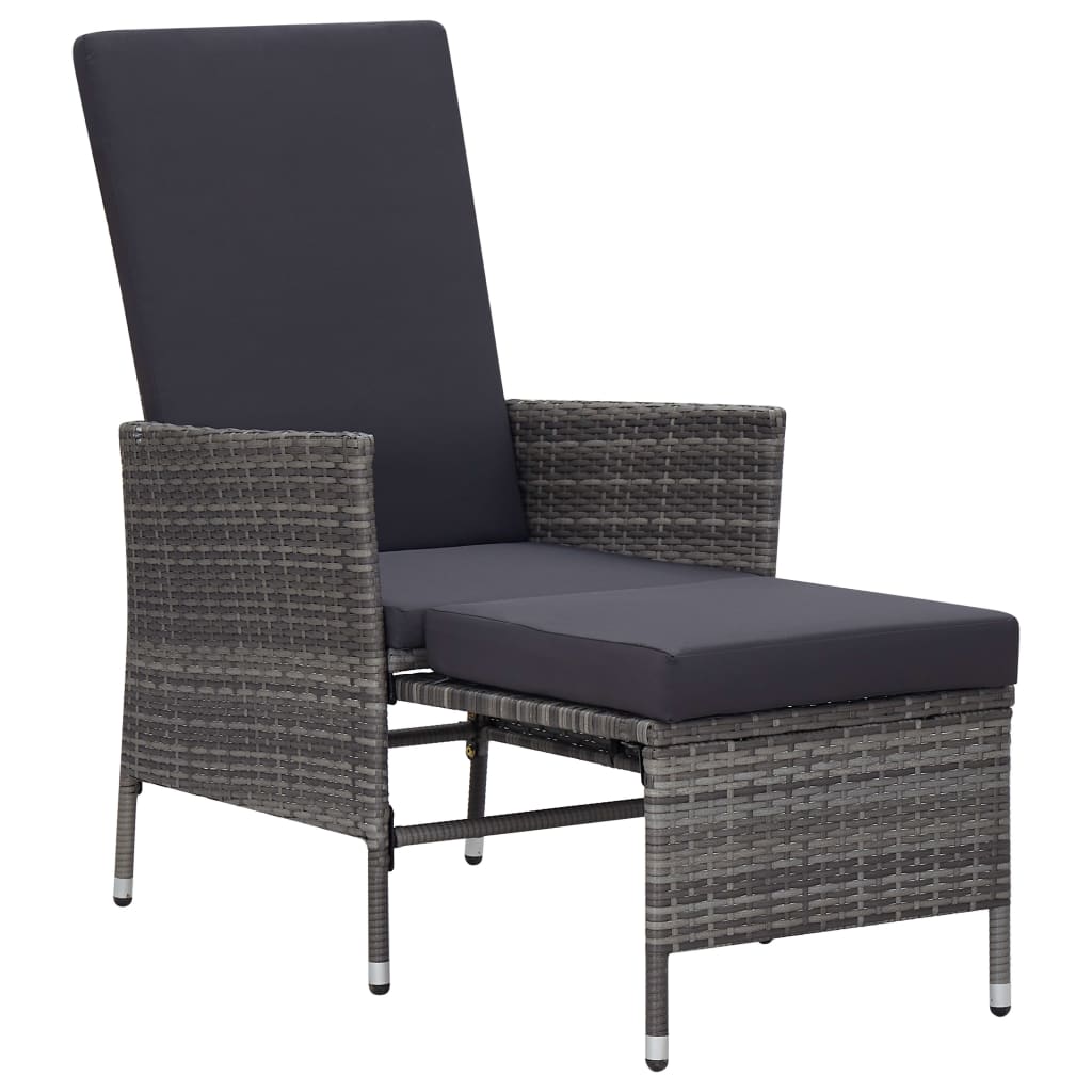 3 Pcs conjunto lounge de jardim c/ almofadões vime PE cinzento