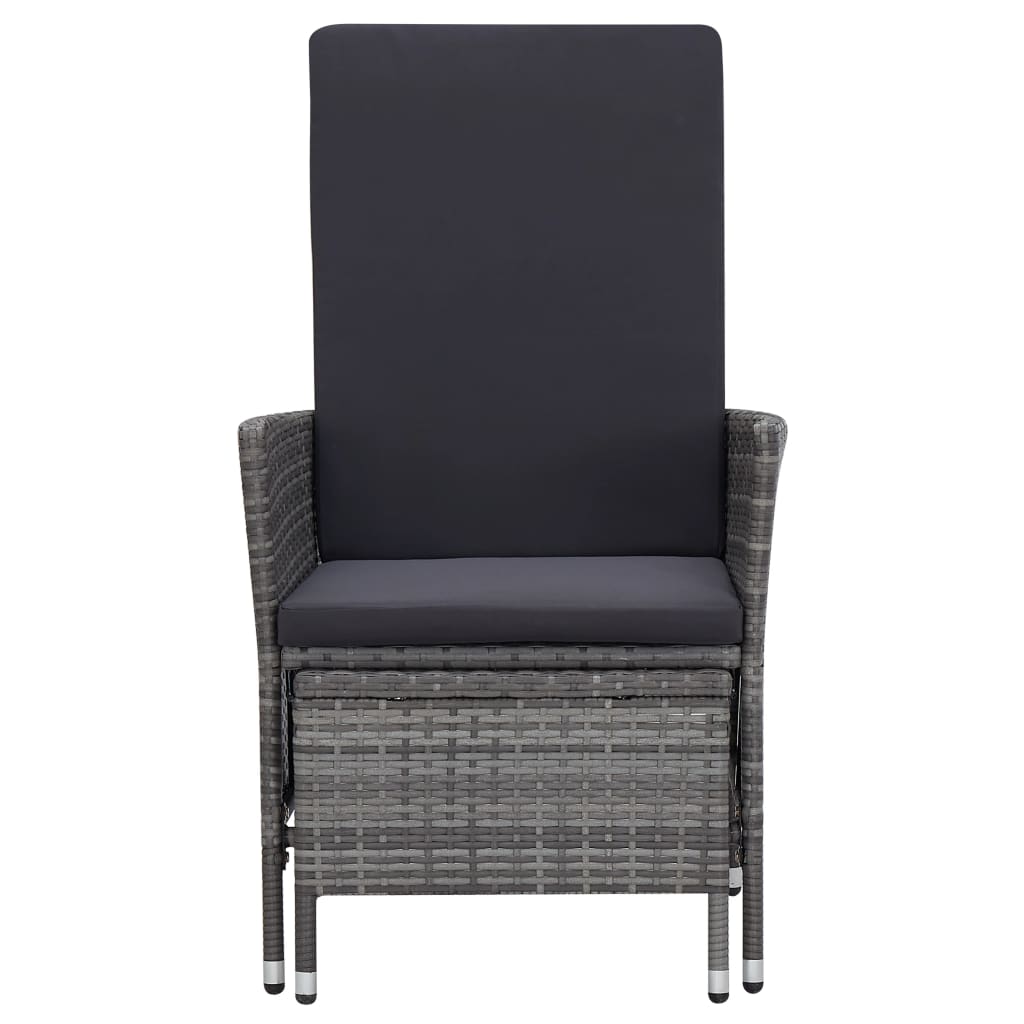 3 Pcs conjunto lounge de jardim c/ almofadões vime PE cinzento