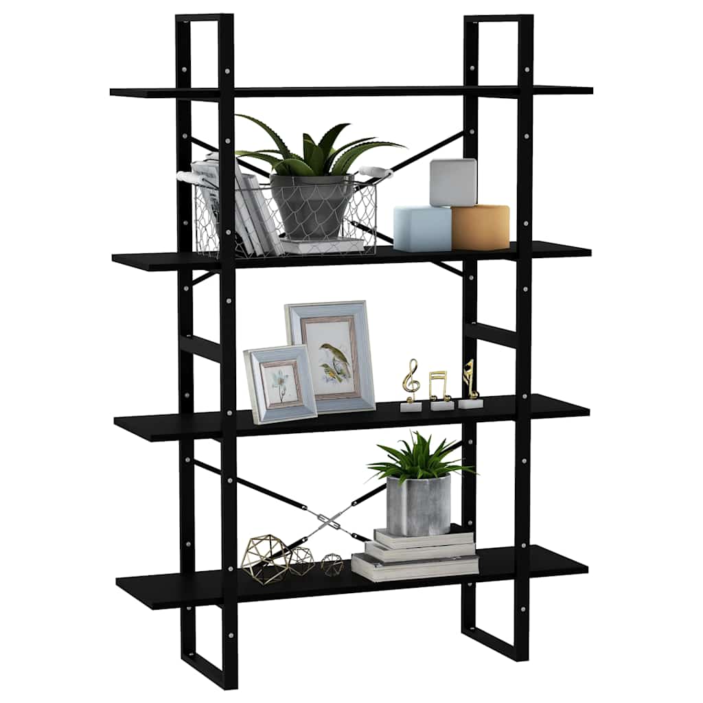 Estante com 4 prateleiras 100x30x140 cm pinho maciço preto
