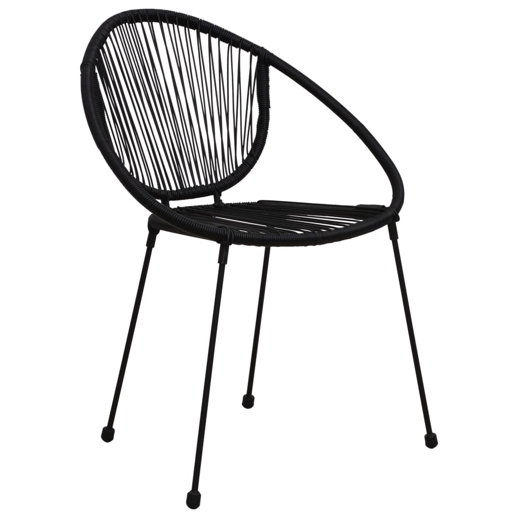 Cadeiras de jardim 2 pcs vime de PVC preto