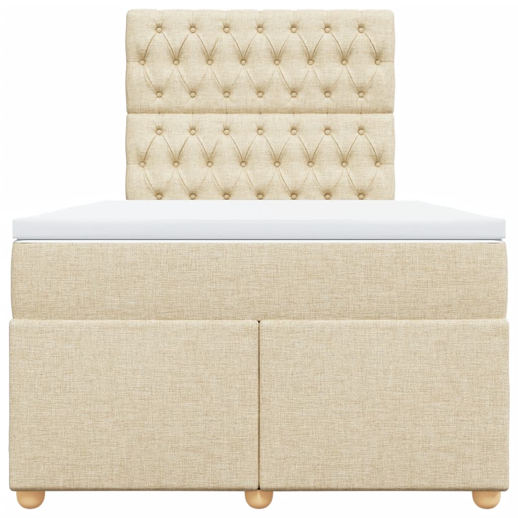 Cama boxspring com colchão 120x190 cm tecido cor creme
