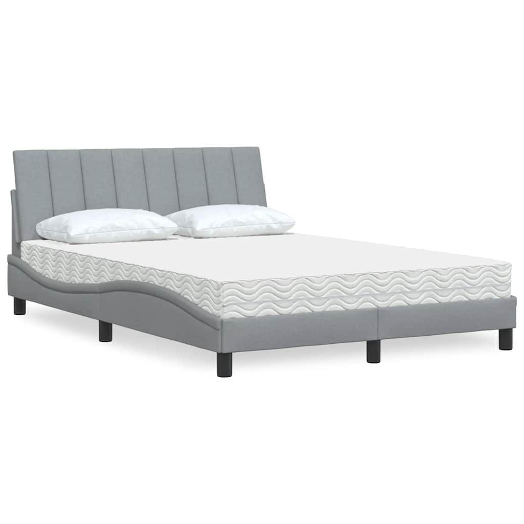 Cama com colchão hanko 140x200 cm tecido cinzento-claro