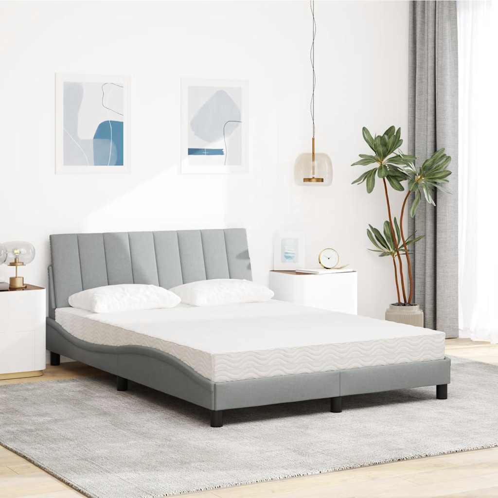 Cama com colchão hanko 140x200 cm tecido cinzento-claro