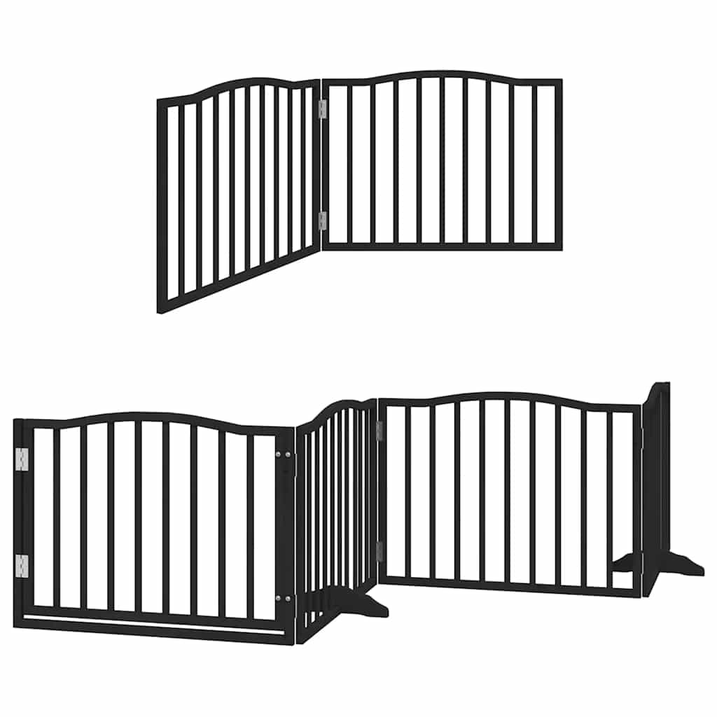 Portão p/ cães com porta dobrável 6 painéis 480 cm álamo preto