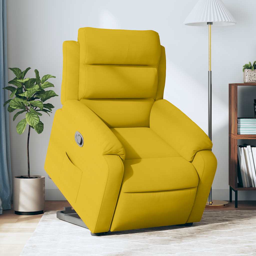 Poltrona reclinável elevatória veludo amarelo