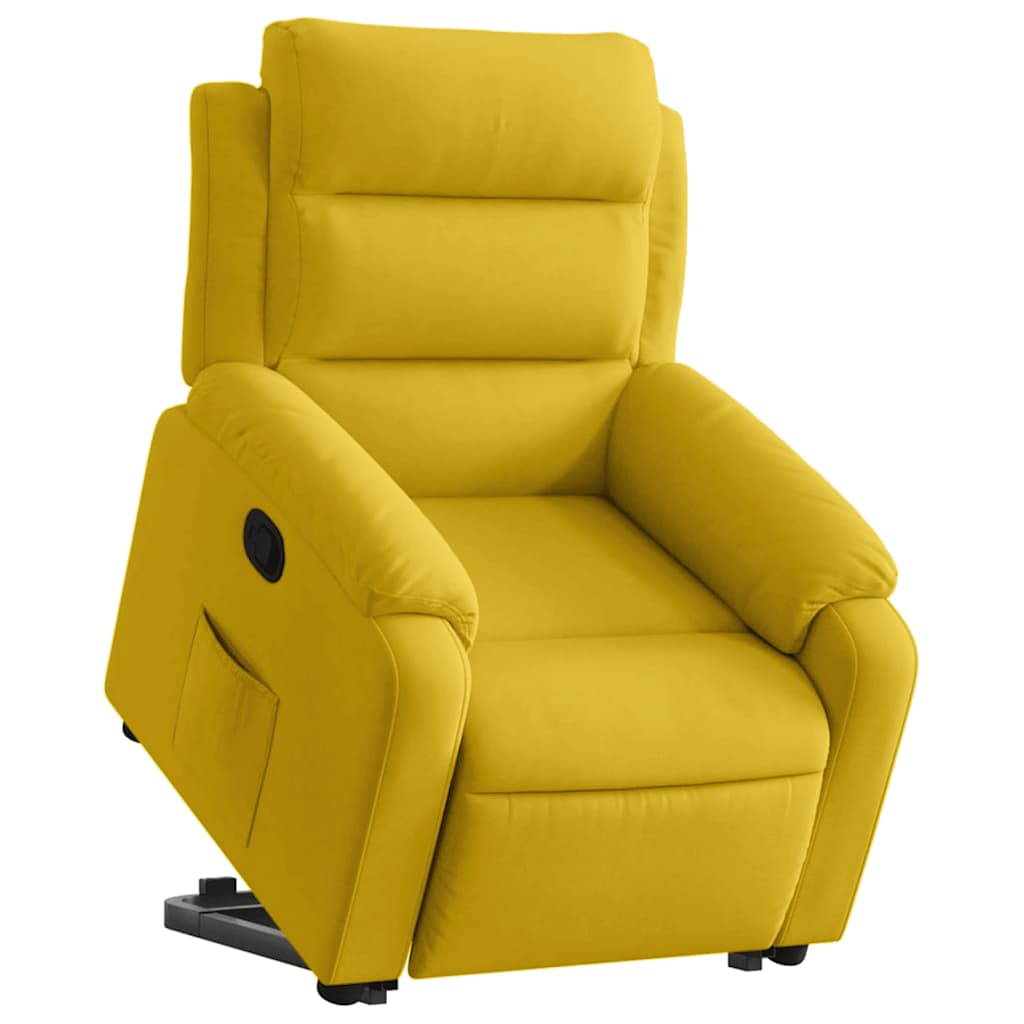 Poltrona reclinável elevatória veludo amarelo
