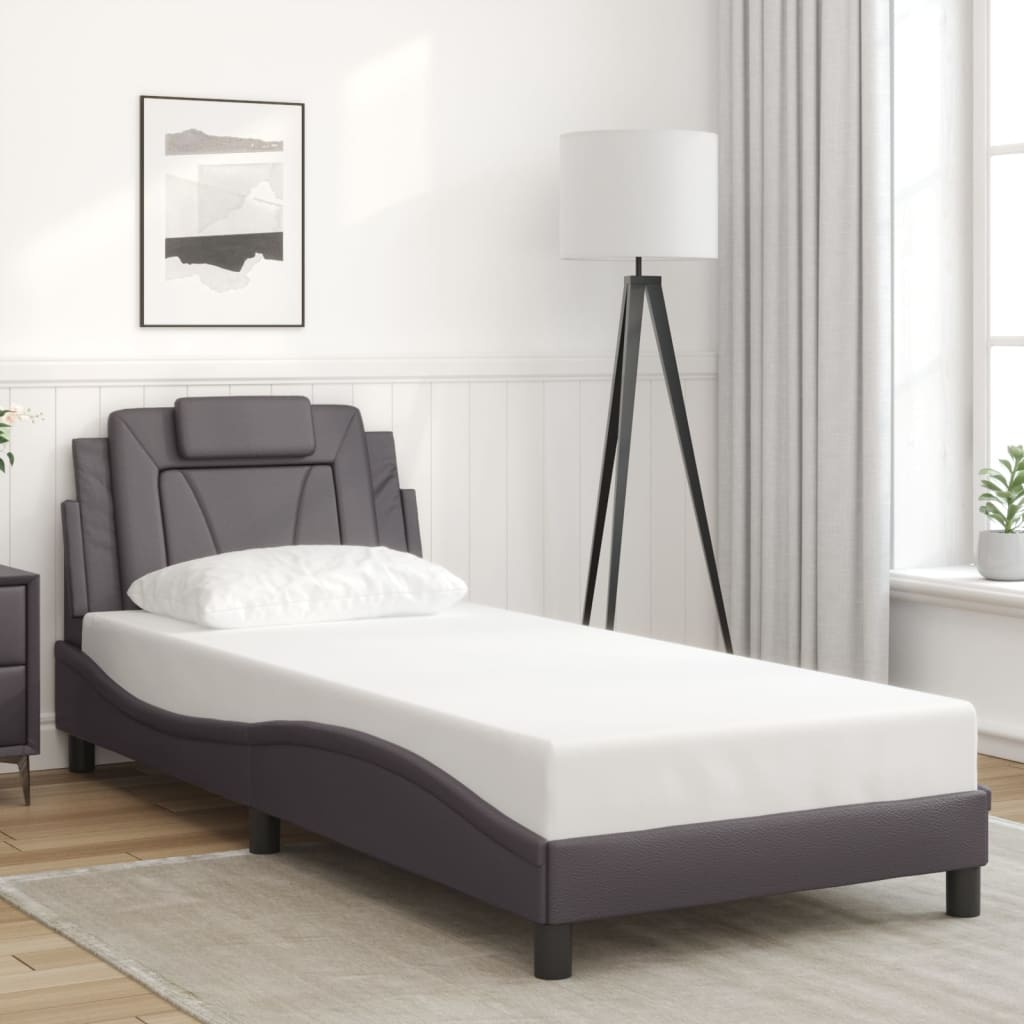 Estrutura de cama viana com LED sem colchão 80x200cm cinza