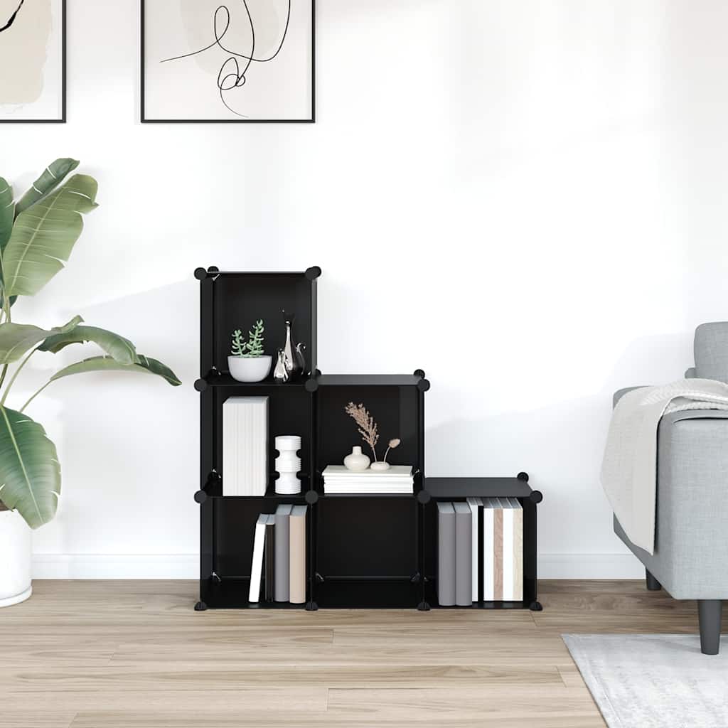 Organizador de arrumação com 6 cubos PP preto