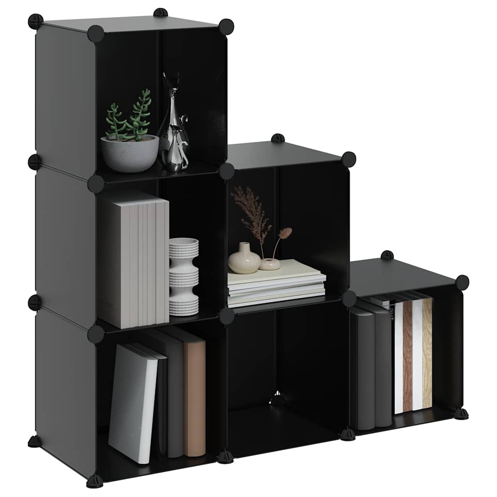 Organizador de arrumação com 6 cubos PP preto