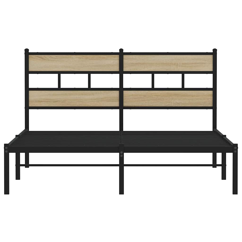 Estrutura de cama sem colchão 135x190 cm metal carvalho sonoma