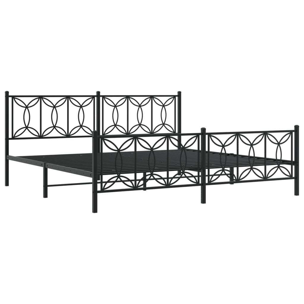 Estrutura de cama com cabeceira e pés 193x203 cm metal preto